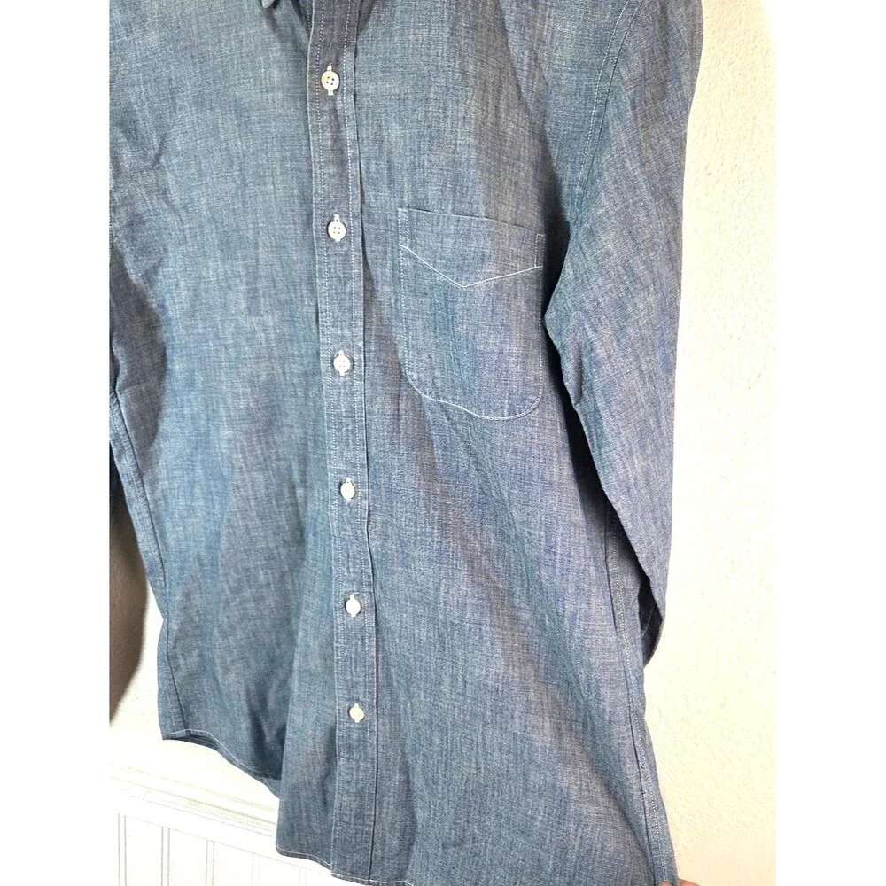 J.Crew Slim Chambray Button Front Shirt Men’s Small Blue Cotton Long Sleeve